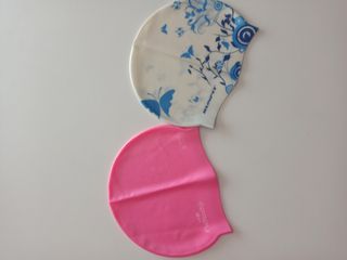2 Gorros de Natación (Rosa y Blanco Estampado)