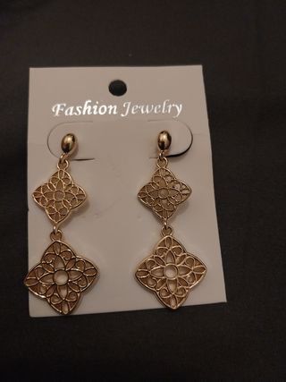 Pendientes largos acero inoxidable dorados