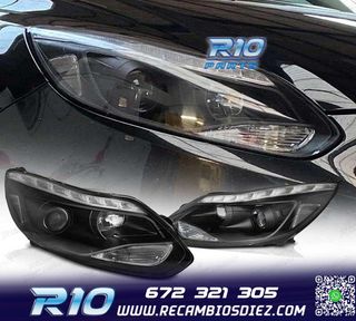 FAROS FORD FOCUS MK3 11-14 LUZ DIURNA LED NEGROS