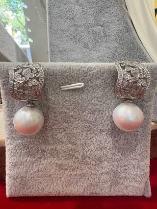 Pendientes Perlas Australianas Diamantes Oro