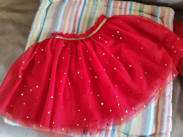 3 Faldas de tutú roja, morada y  dorada