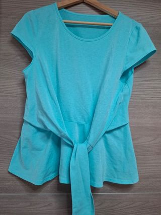 2 Camisetas Mujer Talla Única Turquesa y rosa