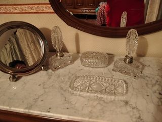 Juego tocador cristal y plata