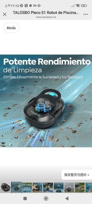 Robot Limpiafondos TALOSBO Pleco S1 Azul