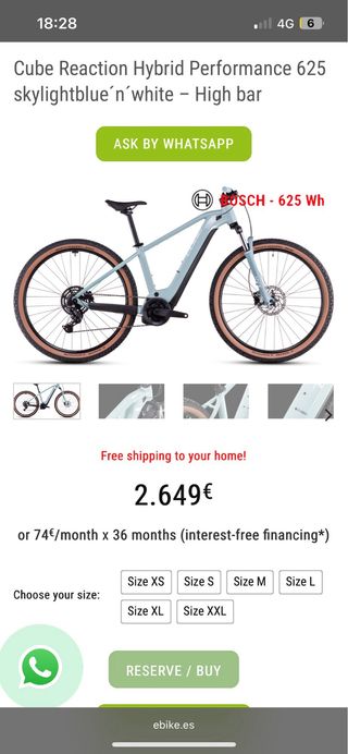 Bicicletta elettrica Cube Reaction Hybrid 625