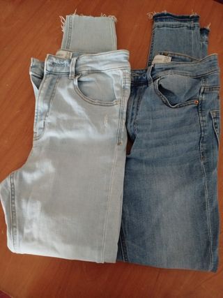 Pantalones vaqueros pitillo azules talla M/38