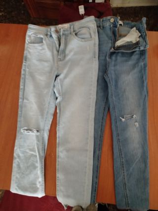 Pantalones vaqueros pitillo azules talla M/38