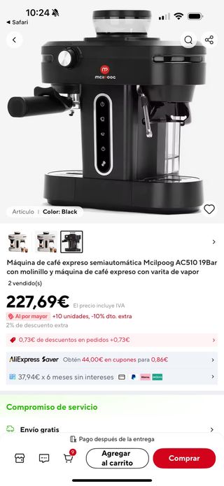 Cafetera Mcilpoog AC510 19 bares
