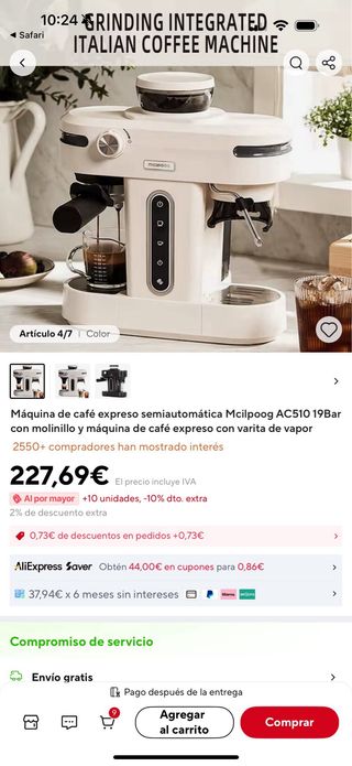 Cafetera Mcilpoog AC510 19 bares