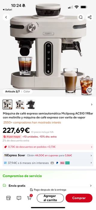 Cafetera Mcilpoog AC510 19 bares