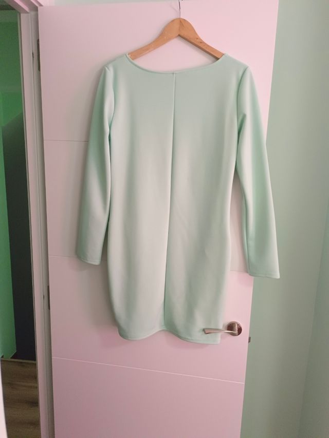 Vestido verde manga larga con bolsillos