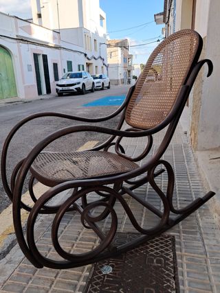 Sofá y 2 mecedoras Thonet madera y ratán
