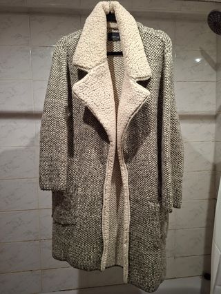 Abrigo Zara Lana Beige/Marrón Talla M