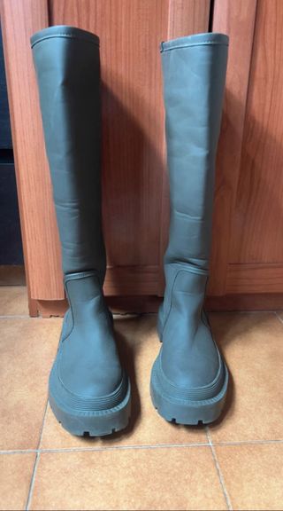 Botas de agua Zara verde oliva talla 37