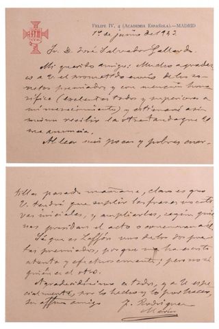 Carta firmada por Francisco Rodríguez Marín