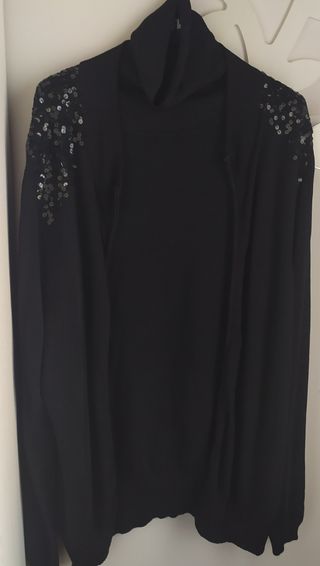 Set canotta e cardigan con paillettes