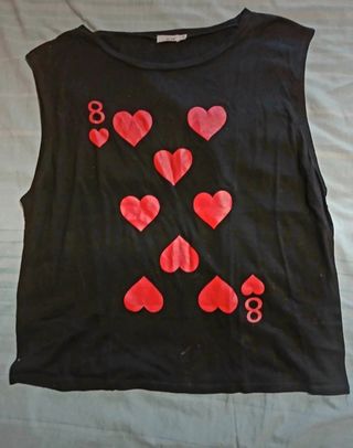 T-shirt N'98 nera con cuori rossi TG M