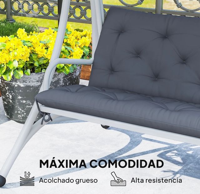 Cojín para banco respaldo gris