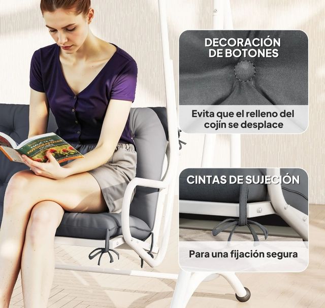 Cojín para banco respaldo gris