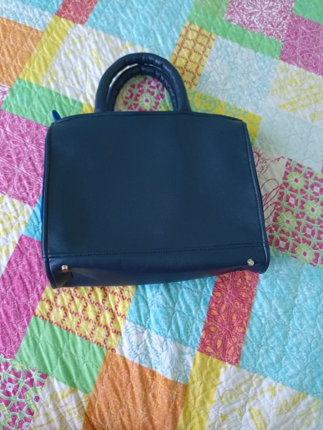 Bolso Tote Azul Marino con Rayas Rosas