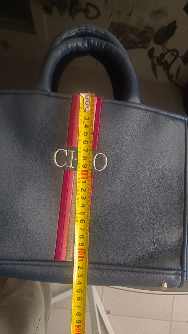 Bolso Tote Azul Marino con Rayas Rosas