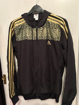 Chaqueta Adidas Negra Dorada Talla S animal print