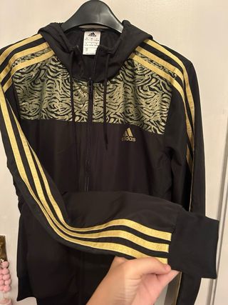 Chaqueta Adidas Negra Dorada Talla S animal print
