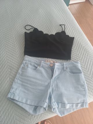 Lote Ropa Talla S: Top Negro y Shorts