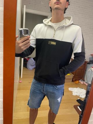 Sudadera Puma Negra y Blanca Media Cremallera