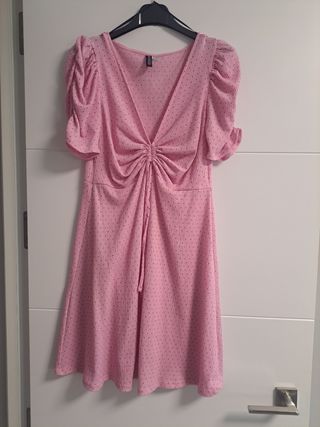 Vestido H&M rosa lunares negro Talla S