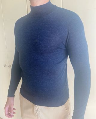 Jersey cuello alto lana azul marino M Calvin Klein
