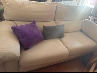 Sofá 3 plazas beige reclinable