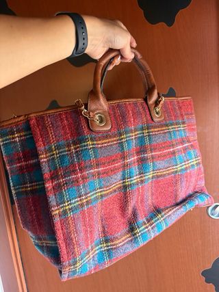 Borsa vintage plaid capiente