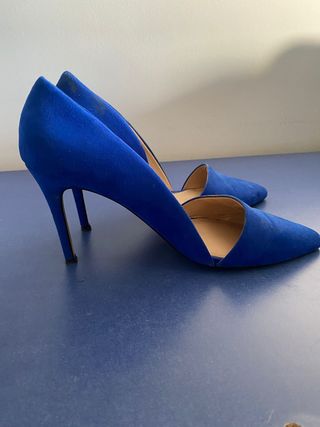 Zapatos Mango ante azul mujer talla 40