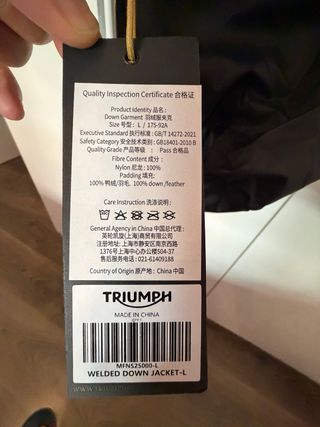 Chaqueta Triumph Welded Down Negra Talla L
