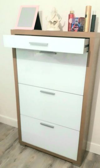 Mueble Zapatero Blanco y Marrón