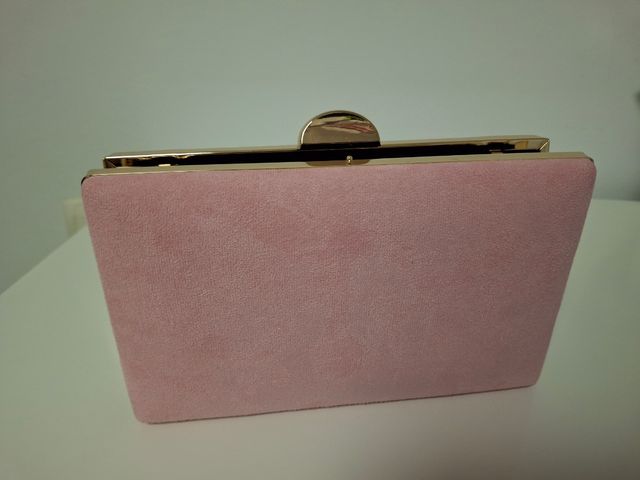 Bolso de fiesta rosa y dorado