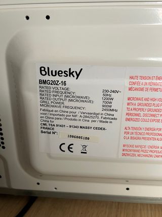 Microondas Bluesky BMG20Z-16 con Grill