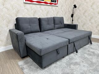 Sofá chaise longue cama gris
