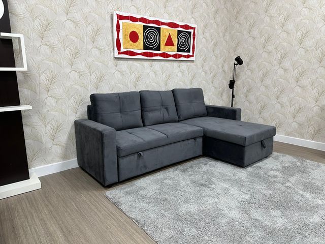 Sofá chaise longue cama gris