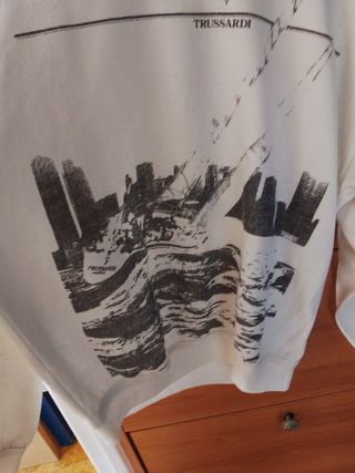 Felpa vintage Trussardi bianca con barca a vela