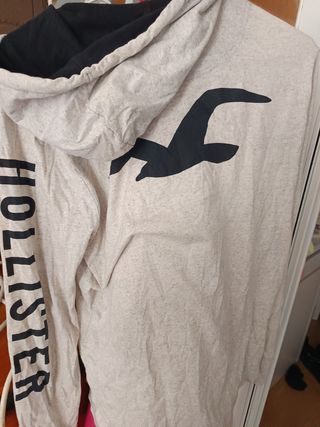 Sudadera Hollister gris claro talla S con capucha