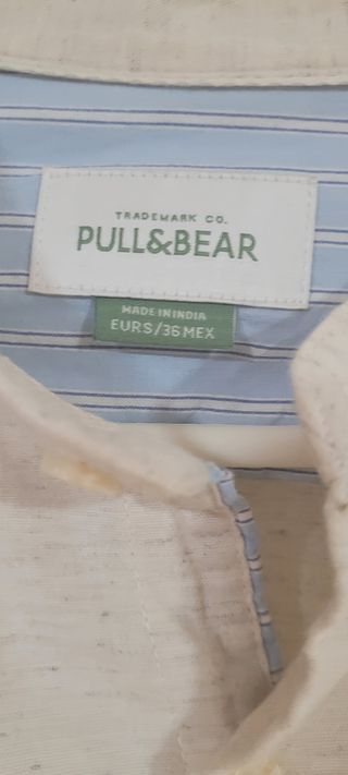 Camisa Pull&Bear beige cuello Mao.