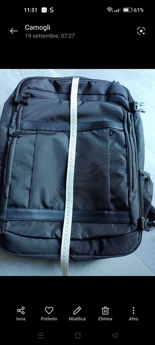 Zaino nero da cappelliera usato una volta