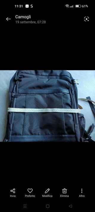 Zaino nero da cappelliera usato una volta