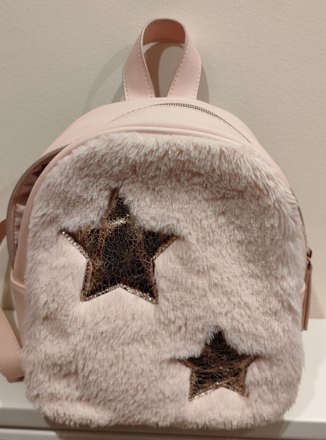 MOCHILA BOLSO PELO ROSA ESTRELLAS