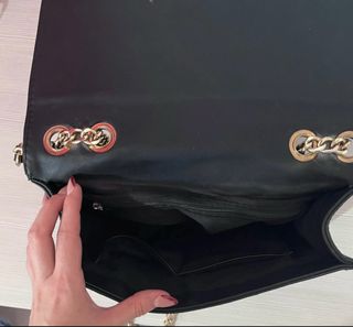 Borsa tracolla ecopelle nera chevron
