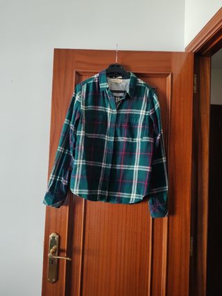 Camisa cuadros mujer verde y roja