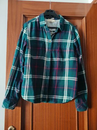 Camisa cuadros mujer verde y roja