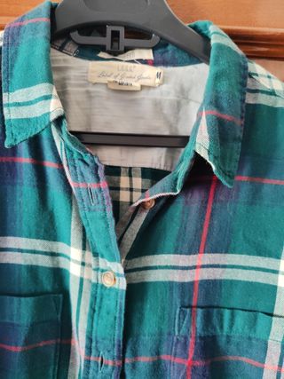 Camisa cuadros mujer verde y roja